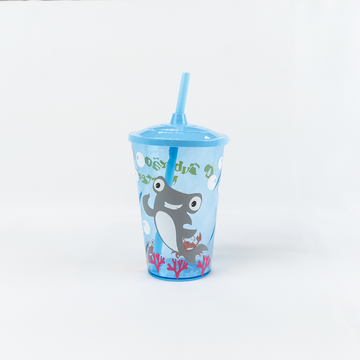 Copo com tampa e canudo O Tubarão Martelo 500ml