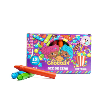 Giz de Cera 12 cores Os Chocolix